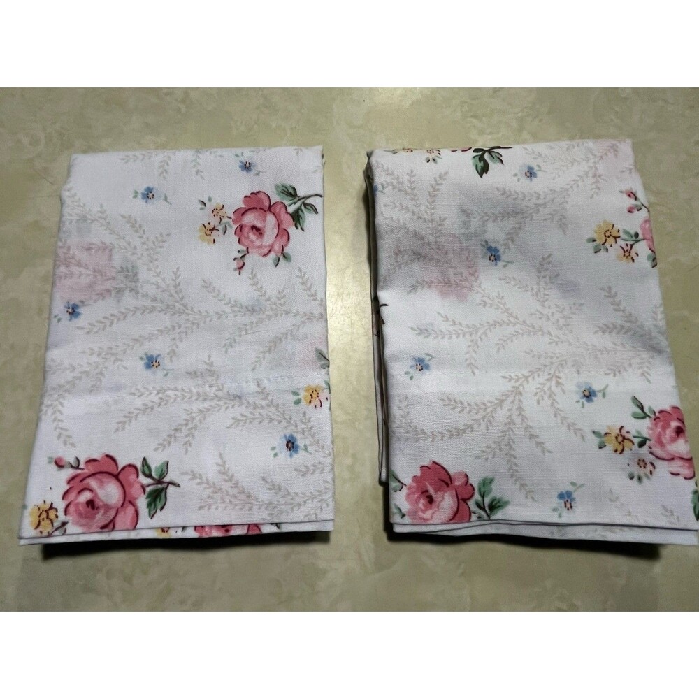 Vtg Standard Textile Co 2 Pillowcases Floral Cottagecore Grandmacore Std Size